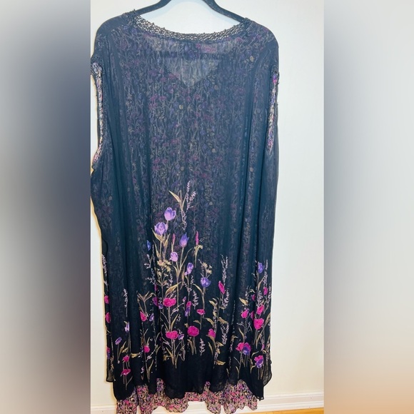 Lola P Flowy Black & Floral 2 layer‎ Sleeveless Dress Size 2X - Picture 9 of 14